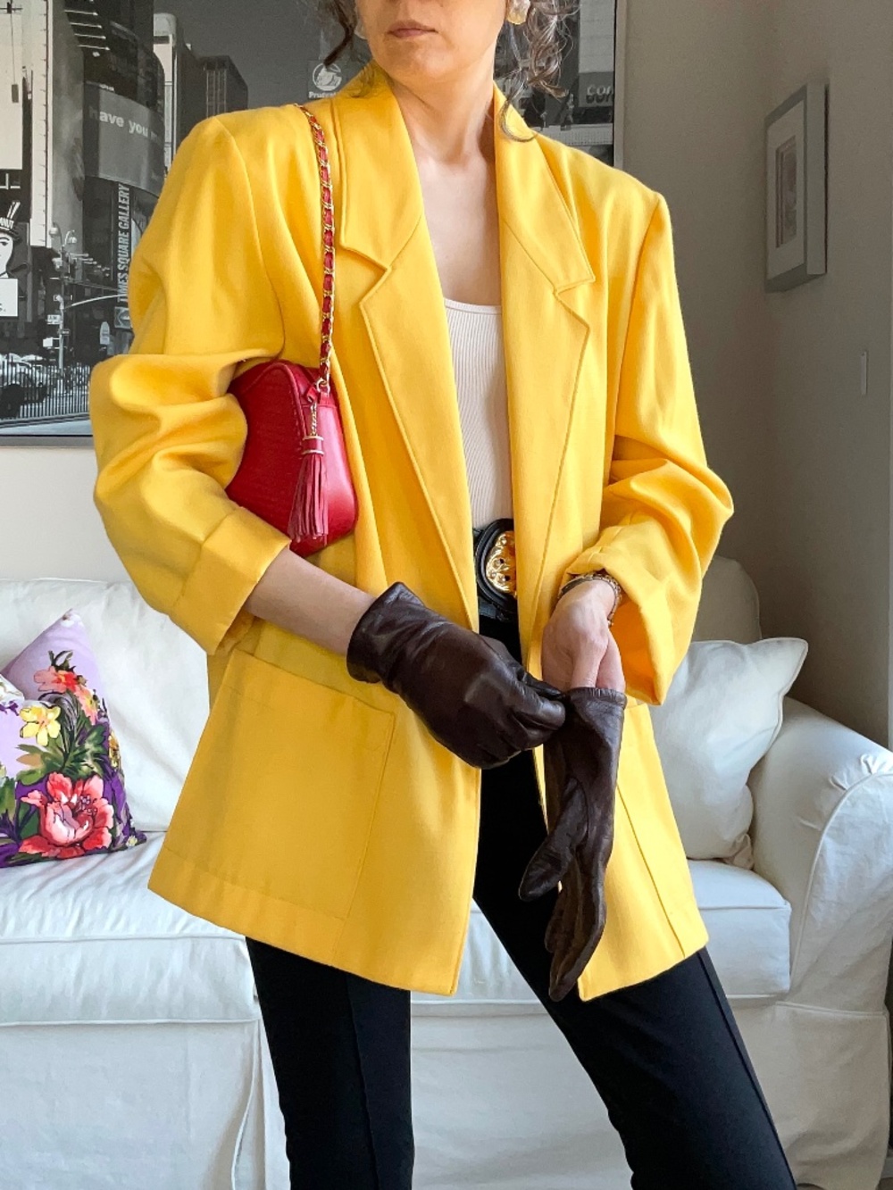 Vintage yellow single button blazer